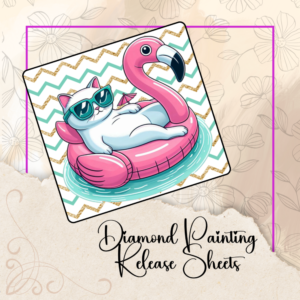 Summertime Cat in Flamingo Painting Release Paper