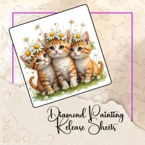 Sunflower Kittens, Reusable Silicone Diamond Painting Release Papers