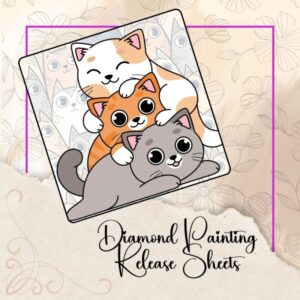 Happy Kitten Pile, Reusable Silicone Diamond Painting Release Papers