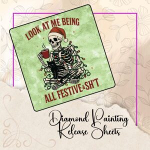 Festive Skeleton, Reusable Silicone Diamond Painting Release Papers