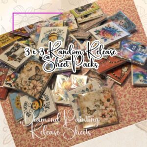 Diamond Painting Release Sheets - 3x3 Inch Random Designs, 12 Pack - 4x4