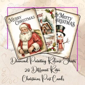 Retro Christmas Postcard Set of 20 Diamond Painting Release Papers