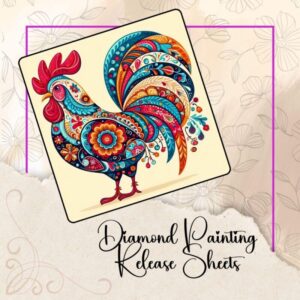 Folk Style Rooster, Reusable Silicone Diamond Painting Release Papers