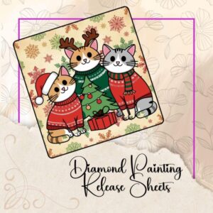 Christmas Kitty Treo, Reusable Silicone Diamond Painting Release Papers