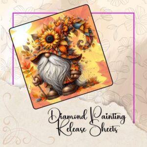 Sunflower Gnome, Reusable Silicone Diamond Painting Release Papers