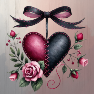 Dark Red and Black Hearts, Set of 6 Designs, Diamond Painting Silicone Release Sheets
