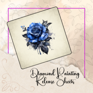 Blue Gothic Roses, Reusable Silicone Diamond Painting Release Papers