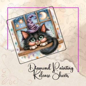 Kitten Witch, Reusable Silicone Diamond Painting Release Papers