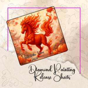 October Fire Horse, Reusable Silicone Diamond Painting Release Papers